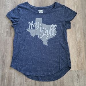 Hey Y'all TX Home Free Cap Sleeve Blue Tshirt 8/10